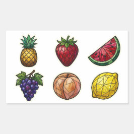 Stained Glass Fruit Medley 長方形シール