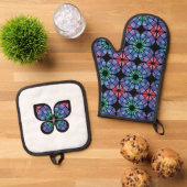 Stained Glass (Fusion - Midnight) 鍋つかみ&鍋敷きセット (トップダウン)