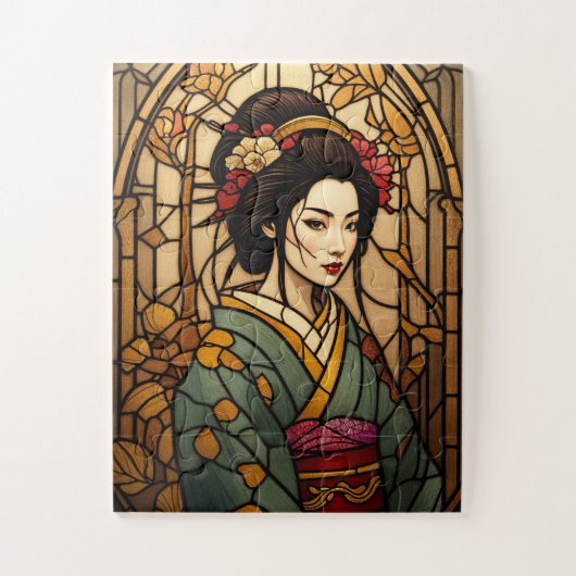 stained glass geisha puzzle ジグソーパズル (縦)
