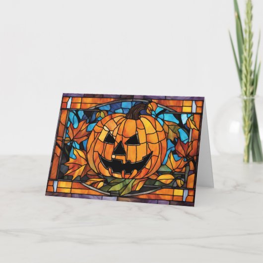 Stained Glass Halloween Scary Pumpkin シーズンカード (正面)