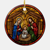 Stained Glass Holy Family Nativity セラミックオーナメント (裏面)
