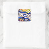 Stained Glass Israel Flag Mosaic Judaica Art  スクエアシール (バッグ)