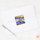 Stained Glass Israel Flag Mosaic Judaica Art  スクエアシール (封筒)