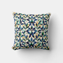 Stained Glass Leaf Throw Pillow