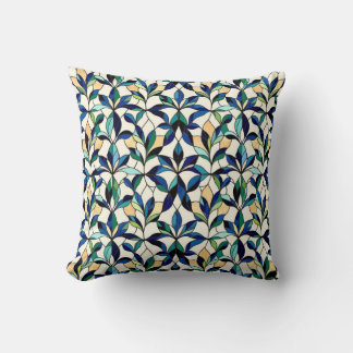 Stained Glass Leaf Throw Pillow クッション