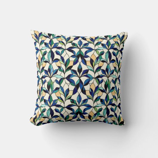 Stained Glass Leaf Throw Pillow クッション (正面)