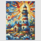 Stained-Glass Lighthouse Nautical Decoupage  薄葉紙 (正面)