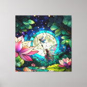 Stained Glass Little Fairy With Dragonfly キャンバスプリント (正面)