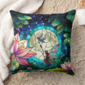 Stained Glass Little Fairy With Dragonfly クッション (ブランケット)