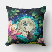 Stained Glass Little Fairy With Dragonfly クッション (正面)