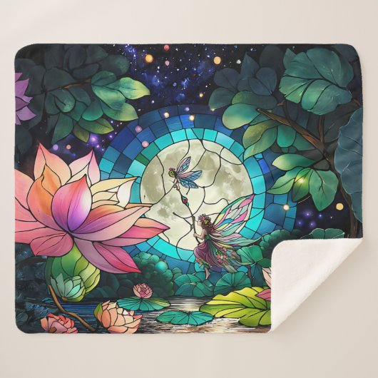 Stained Glass Little Fairy With Dragonfly シェルパブランケット (正面(横))