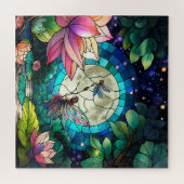 Stained Glass Little Fairy With Dragonfly ジグソーパズル (横)