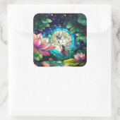 Stained Glass Little Fairy With Dragonfly スクエアシール (バッグ)