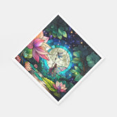 Stained Glass Little Fairy With Dragonfly スタンダードランチョンナプキン (角)