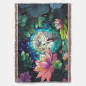 Stained Glass Little Fairy With Dragonfly スローブランケット (正面縦)