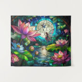 Stained Glass Little Fairy With Dragonfly タペストリー (正面(横))