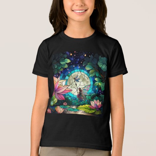 Stained Glass Little Fairy With Dragonfly トライブレンドＴシャツ (正面)