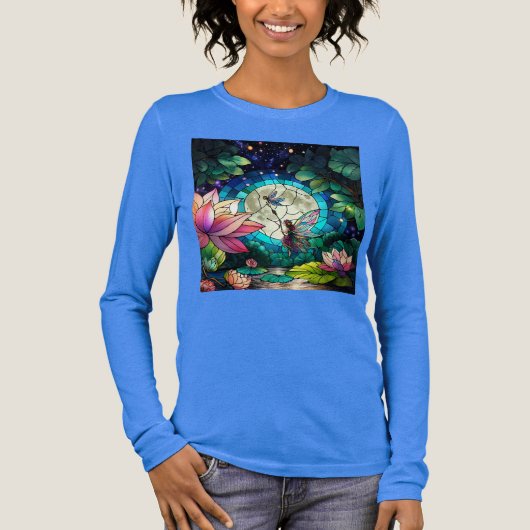 Stained Glass Little Fairy With Dragonfly トライブレンドＴシャツ (正面)