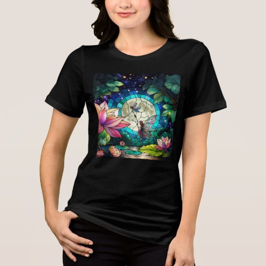 Stained Glass Little Fairy With Dragonfly トライブレンドＴシャツ (正面)