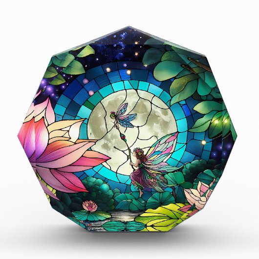 Stained Glass Little Fairy With Dragonfly フォトブロック (正面)