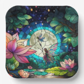 Stained Glass Little Fairy With Dragonfly ペーパープレート (正面)