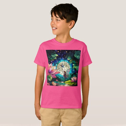 Stained Glass Little Fairy With Dragonfly Tシャツ (正面フル)