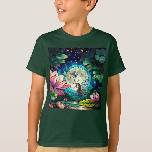 Stained Glass Little Fairy With Dragonfly Tシャツ (正面)