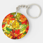 Stained glass look poinsettia flower tiffany  キーホルダー (裏面)