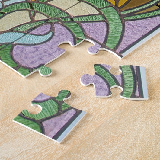 Stained glass mallard ducks ジグソーパズル (側面)