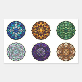 Stained Glass Mandala Ornaments 長方形シール