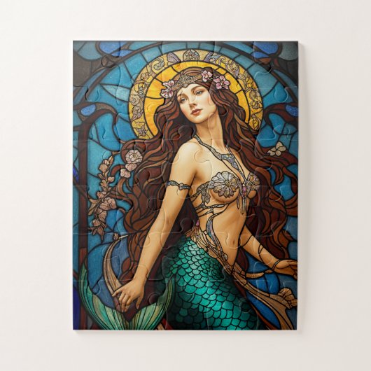 stained glass mermaid puzzle ジグソーパズル (縦)