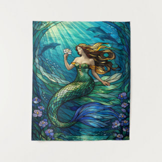 Stained Glass Mermaid Tapestry タペストリー