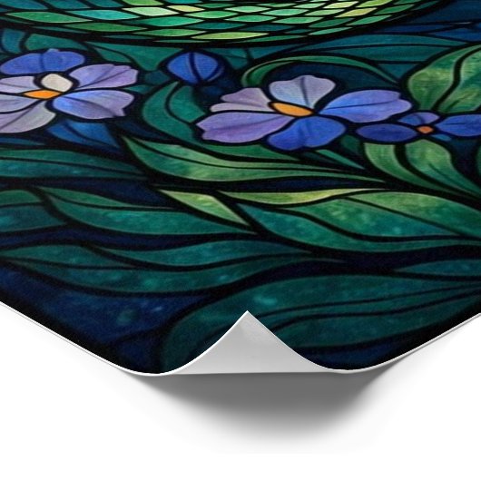 Stained Glass Mermaid Wall Art Poster ポスター (角)