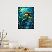 Stained Glass Mermaid Wall Art Poster ポスター (キッチン)