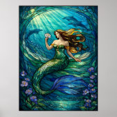 Stained Glass Mermaid Wall Art Poster ポスター (正面)