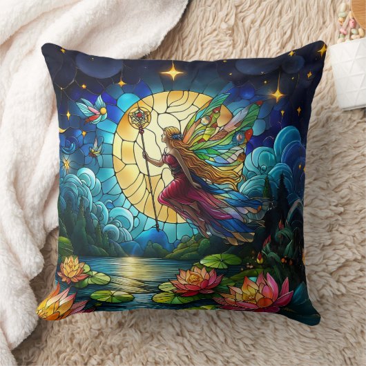Stained Glass Moonlight Flight Fairy  クッション (ブランケット)