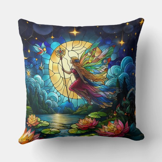 Stained Glass Moonlight Flight Fairy  クッション (裏面)