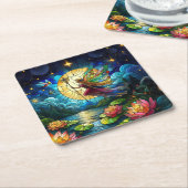 Stained Glass Moonlight Flight Fairy  スクエアペーパーコースター (アングル)