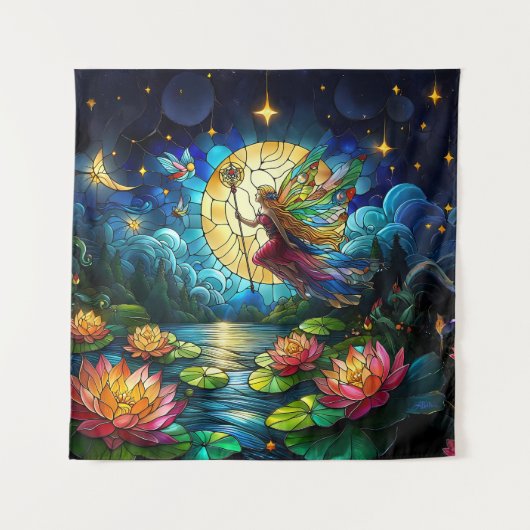 Stained Glass Moonlight Flight Fairy  タペストリー (正面)