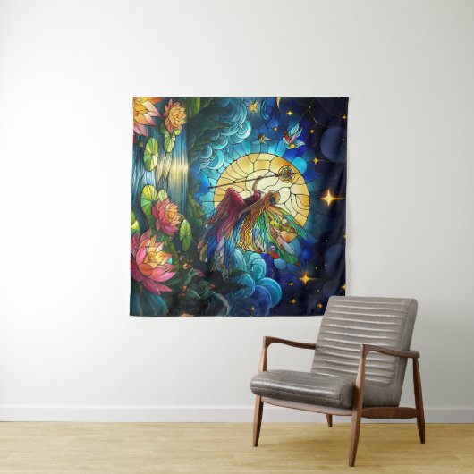 Stained Glass Moonlight Flight Fairy  タペストリー (インサイチュ(横))