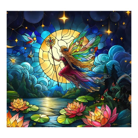 Stained Glass Moonlight Flight Fairy  フォトプリント (正面)