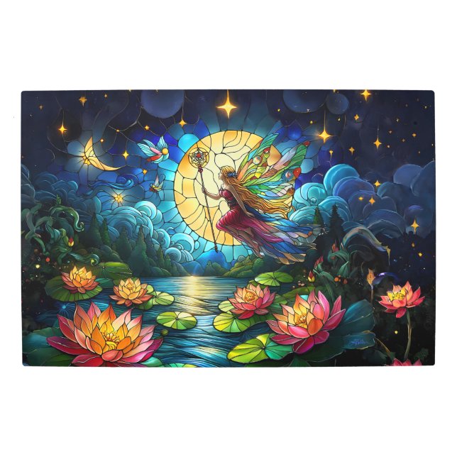 Stained Glass Moonlight Flight Fairy  メタルプリント (正面)