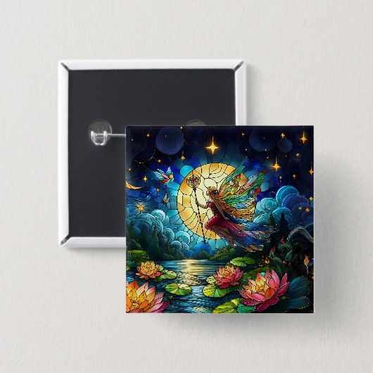 Stained Glass Moonlight Flight Fairy  缶バッジ (正面&裏面)