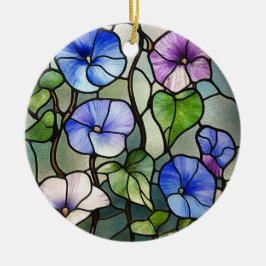 Stained glass morning glories セラミックオーナメント
