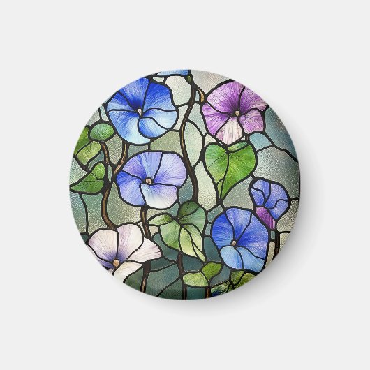 Stained glass morning glories マグネット (正面)