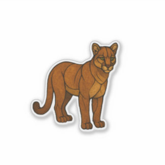 Stained Glass Mountain Lion Sticker シール