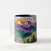 Stained Glass Mountain Sunrise Mug  ツートーンマグカップ (正面左)
