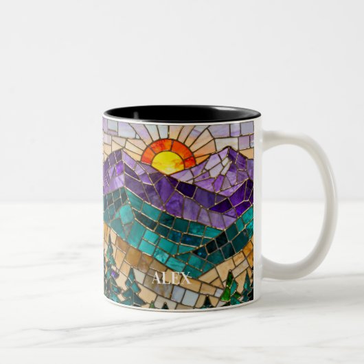 Stained Glass Mountain Sunrise Mug  ツートーンマグカップ (右)