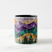 Stained Glass Mountain Sunrise Mug  ツートーンマグカップ (中央)
