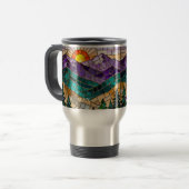 Stained Glass Mountain Sunrise Mug  トラベルマグ (正面左)
